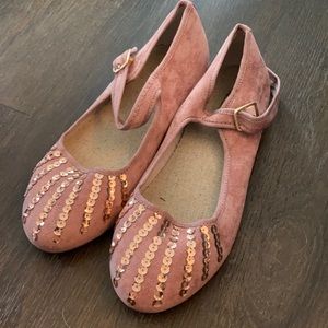 COPY - Joyfolie suede sequin Mary Janes dress shoes 6